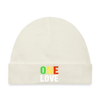 One Love Reggae Musik Jamaica - Baby Premium Organic Mütze - Naturweiß - Vorne