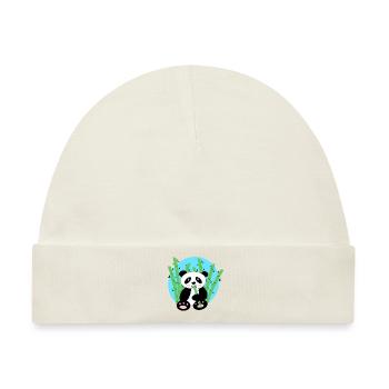 Panda und Bambus - Baby Premium Organic Mütze - Naturweiß - Vorne