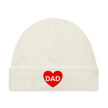 Rotes Herz transparenter Papa - Baby Premium Organic Mütze - Naturweiß - Vorne