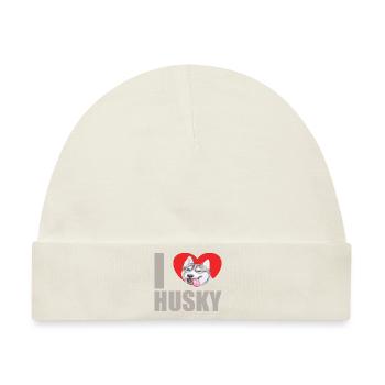 Husky Glitzer Hundehalter Hundehaare - Baby Premium Organic Mütze - Naturweiß - Vorne