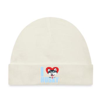 Husky Glitzer Hundehalter Hundehaare - Baby Premium Organic Mütze - Naturweiß - Vorne