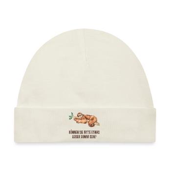 Können sie bitte etwas leiser dumm sein? Faultier - Baby Premium Organic Mütze - Naturweiß - Vorne