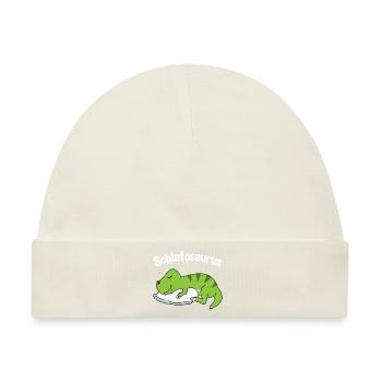 Schlafosaurus T-Rex Dinosaurier Schlafanzug Dino - Baby Premium Organic Mütze - Naturweiß - Vorne