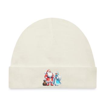Ded Moroz Snegurotschka russischer Weihnachtsmann - Baby Premium Organic Mütze - Naturweiß - Vorne
