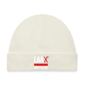 Laax Skifahrer Pullover Hoodie - Baby Premium Organic Mütze - Naturweiß - Vorne