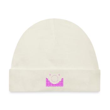 SmilingCity - lila Version - Baby Premium Organic Mütze - Naturweiß - Vorne