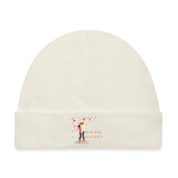 Valentinstag - Schenke Liebe und Dankbarkeit - Baby Premium Organic Mütze - Naturweiß - Vorne