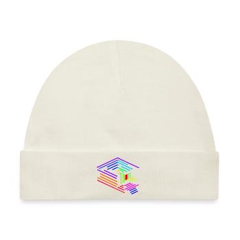 Liniengeometrie eines Objektes in Regenbogenfarben - Baby Premium Organic Mütze - Naturweiß - Vorne