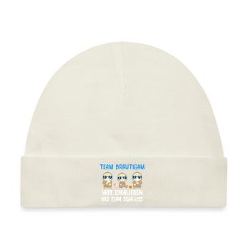 Team Bräutigam Wir Eskalieren Bis Zum Schluss - Baby Premium Organic Mütze - Naturweiß - Vorne