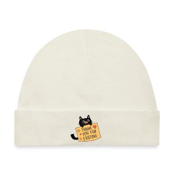 Katze und Dankbarkeit - Baby Premium Organic Mütze - Naturweiß - Vorne
