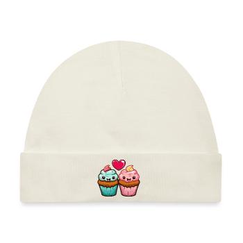 Muffin Paar Liebe Herz Valentinstag - Baby Premium Organic Mütze - Naturweiß - Vorne