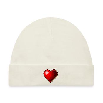 Herz 3D Herzen corazon rot retro rot rojo Liebe - Baby Premium Organic Mütze - Naturweiß - Vorne