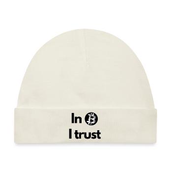 Krypto In Bitcoin we trust BTC - Baby Premium Organic Mütze - Naturweiß - Vorne