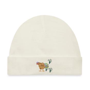 Huhn Federvieh Eier Nest Ostereier Ostern - Baby Premium Organic Mütze - Naturweiß - Vorne