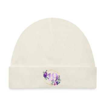 Geburtstag 19 Mädchen Blumenkranz Neunzehn 19 Jahr - Baby Premium Organic Mütze - Naturweiß - Vorne