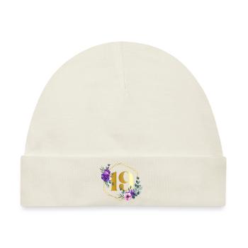 Geburtstag 19 Mädchen Blumenkranz Neunzehn 19 Jahr - Baby Premium Organic Mütze - Naturweiß - Vorne