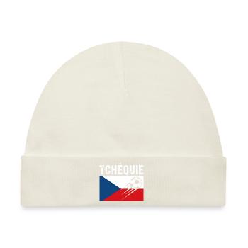 Tschechische Flagge Fußball Tschechisches Fußball Geschenk - Baby Premium Organic Mütze - Naturweiß - Vorne