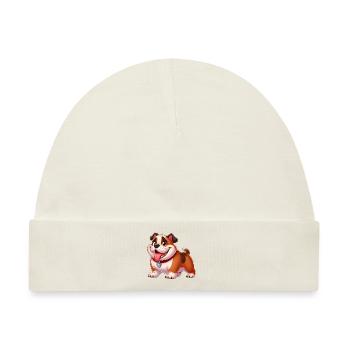 Englischer Bullster 5 - Baby Premium Organic Mütze - Naturweiß - Vorne