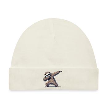 Faultier Dabbing - Baby Premium Organic Mütze - Naturweiß - Vorne
