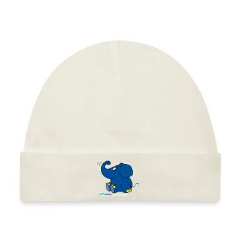Der Elefant - sitzend - Baby Premium Organic Mütze - Naturweiß - Vorne
