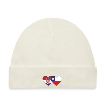 Kroatien Chile Flagge Herz - Baby Premium Organic Mütze - Naturweiß - Vorne