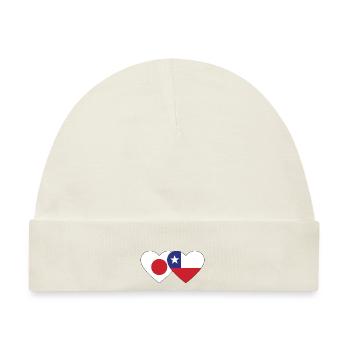 Japan Chile Flagge Herz - Baby Premium Organic Mütze - Naturweiß - Vorne