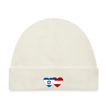 Israel Österreich Flagge Herz - Baby Premium Organic Mütze - Naturweiß - Vorne