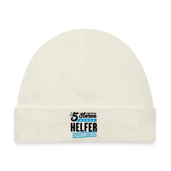 5Sterne Helfer - Baby Premium Organic Mütze - Naturweiß - Vorne