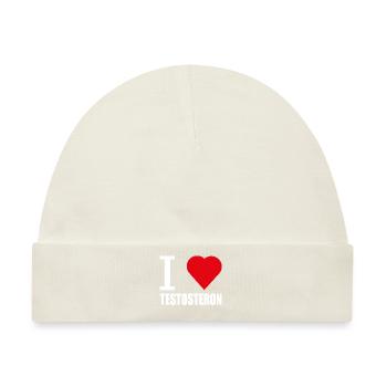 I LOVE TESTOSTERON WEISS - Baby Premium Organic Mütze - Naturweiß - Vorne