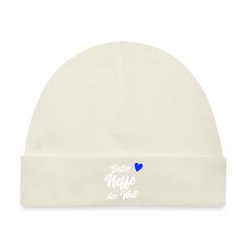 Neffe Geschenk | Bester Neffe der Welt - Baby Premium Organic Mütze - Naturweiß - Vorne