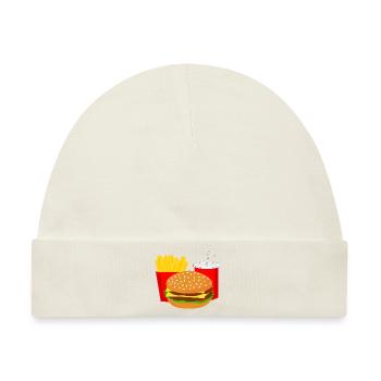 Burger Menü Fast Food Cola Geschenk Geschenkidee - Baby Premium Organic Mütze - Naturweiß - Vorne