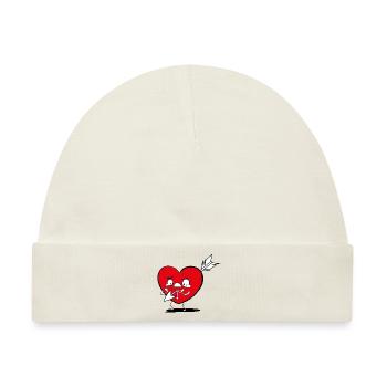 Valentinstag Liebe Herz mit Pfeil Witzig - Baby Premium Organic Mütze - Naturweiß - Vorne
