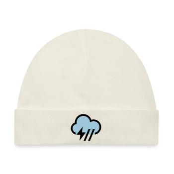 Unwetter, Gewitterwolke Symbol, Icon - Baby Premium Organic Mütze - Naturweiß - Vorne