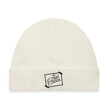zettel notiz denken cool think positive positiv bl - Baby Premium Organic Mütze - Naturweiß - Vorne