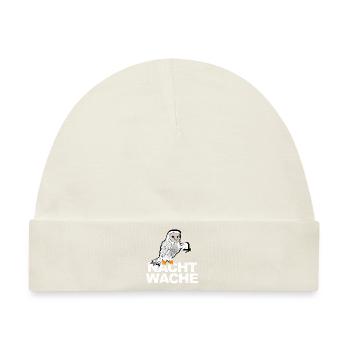 Nachtwache Eule mit Taschenlampe im Wachdienst - Baby Premium Organic Mütze - Naturweiß - Vorne