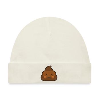 Poop Emoji Kacke Scheiße Haufen Wurst zufrieden - Baby Premium Organic Mütze - Naturweiß - Vorne