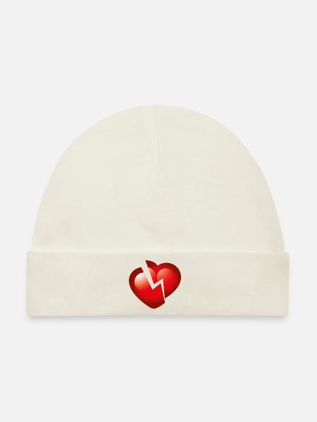 Smiley Broken Heart - Baby Premium Organic Mütze - Naturweiß