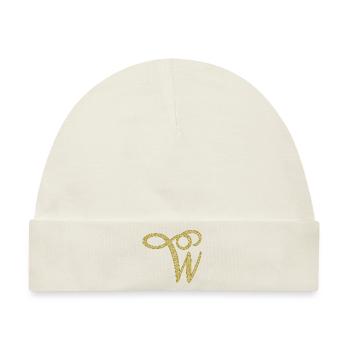 Alphabet W - gold, letter, alphabet, monogram - Baby Premium Organic Mütze - Naturweiß - Vorne