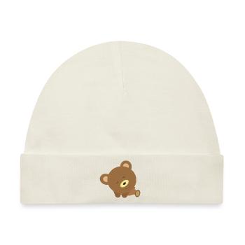 Noa der schlafende Teddybär - Baby Premium Organic Mütze - Naturweiß - Vorne