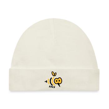 Kleine Biene mit Stachel - Design Biene - Baby Premium Organic Mütze - Naturweiß - Vorne