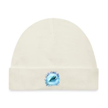 delfin, graffiti, malerei,blau,fisch, delfine,meer - Baby Premium Organic Mütze - Naturweiß - Vorne