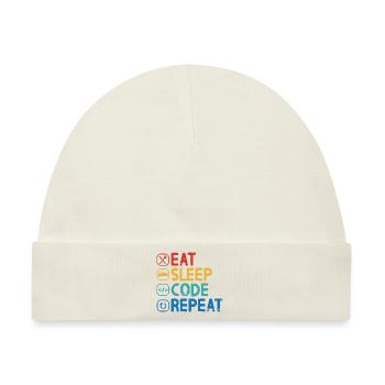 Eat Sleep Code Repeat - Baby Premium Organic Mütze - Naturweiß - Vorne
