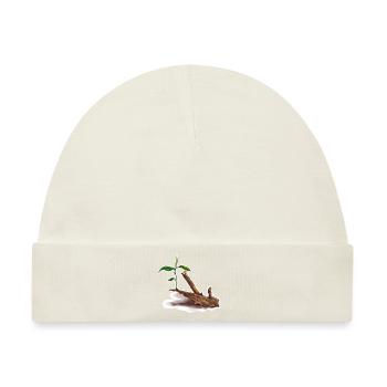 Pflanzen Sie auf einem Baumstamm, Aquarium, Aquari - Baby Premium Organic Mütze - Naturweiß - Vorne