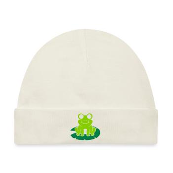 Niedlicher Frosch sitzt Seerose - Baby Premium Organic Mütze - Naturweiß - Vorne