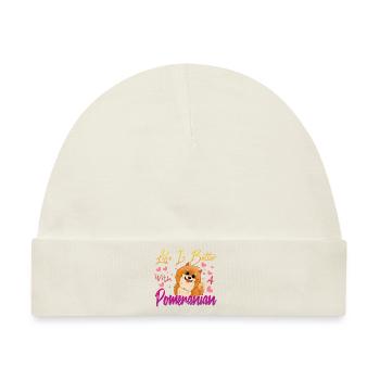 Pomeranian Liebhaber - Baby Premium Organic Mütze - Naturweiß - Vorne