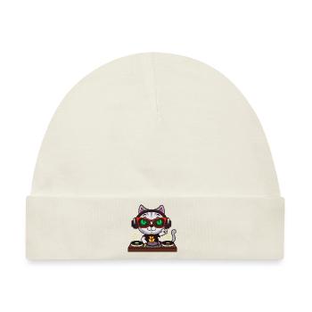 Katze Brille Turntable DJ Disco Club Nachtleben - Baby Premium Organic Mütze - Naturweiß - Vorne