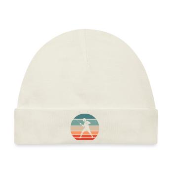 Fechten Degenfechten retro Sonnenuntergang Fechter - Baby Premium Organic Mütze - Naturweiß - Vorne