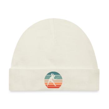 Fechten Degenfechten retro Sonnenuntergang Fechter - Baby Premium Organic Mütze - Naturweiß - Vorne