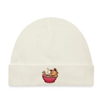 Katze Ramen Lustige Katze & Ramen Liebhaber Süße Kawaii Katze - Baby Premium Organic Mütze - Naturweiß - Vorne