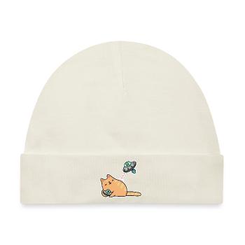 Katze mit UFOs - Baby Premium Organic Mütze - Naturweiß - Vorne